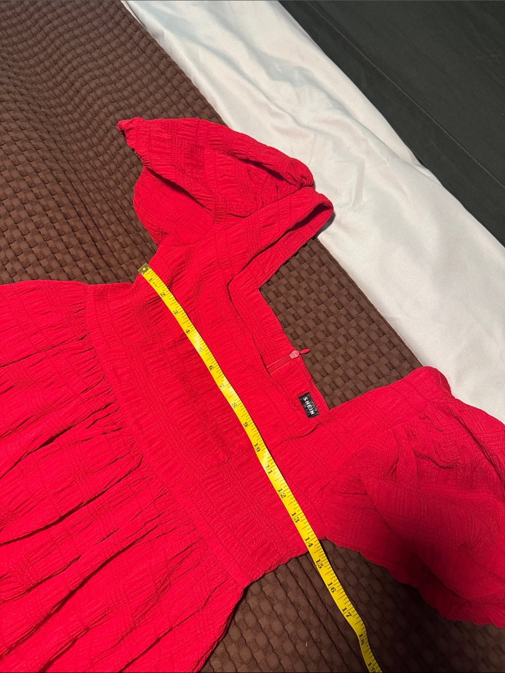SHEIN Red Puff-Sleeve Square Neck Mini Dress - Picture 4 of 5